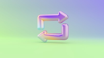 3d rendering colorful vibrant symbol of repeat on colored background