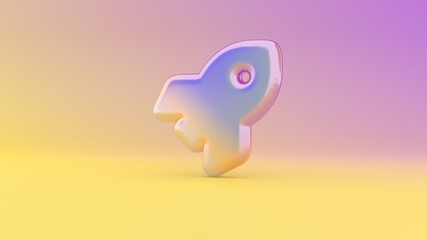 3d rendering colorful vibrant symbol of rocket on colored background