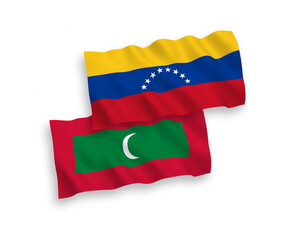 Flags of Venezuela and Maldives on a white background