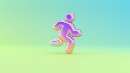 3d rendering colorful vibrant symbol of running on colored background