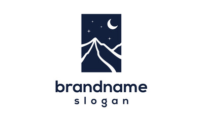 Night mountain logo design vector