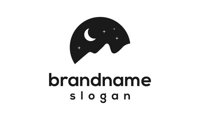 Obraz premium Night mountain logo design vector