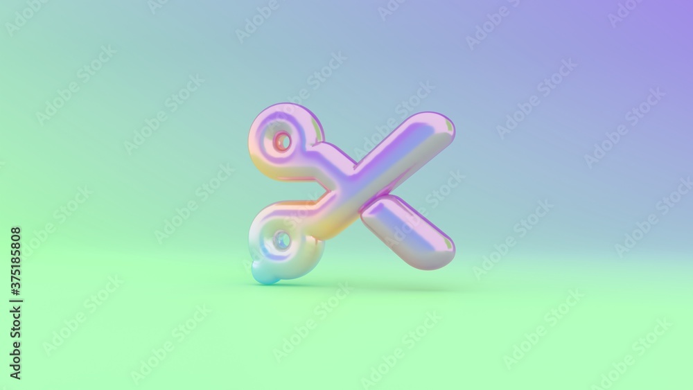 Aufkleber 3d rendering colorful vibrant symbol of scissors on colored background