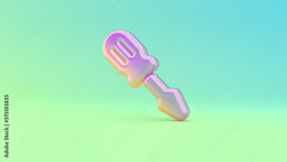 Poster 3d rendering colorful vibrant symbol of screwdriver on colored background