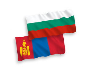 Flags of Mongolia and Bulgaria on a white background