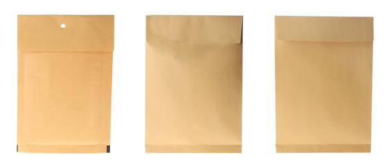 Set of paper envelopes isolated on white. Banner design