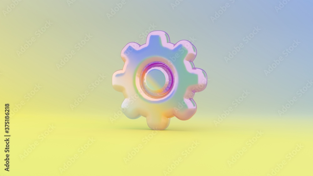 Aufkleber 3d rendering colorful vibrant symbol of settings on colored background