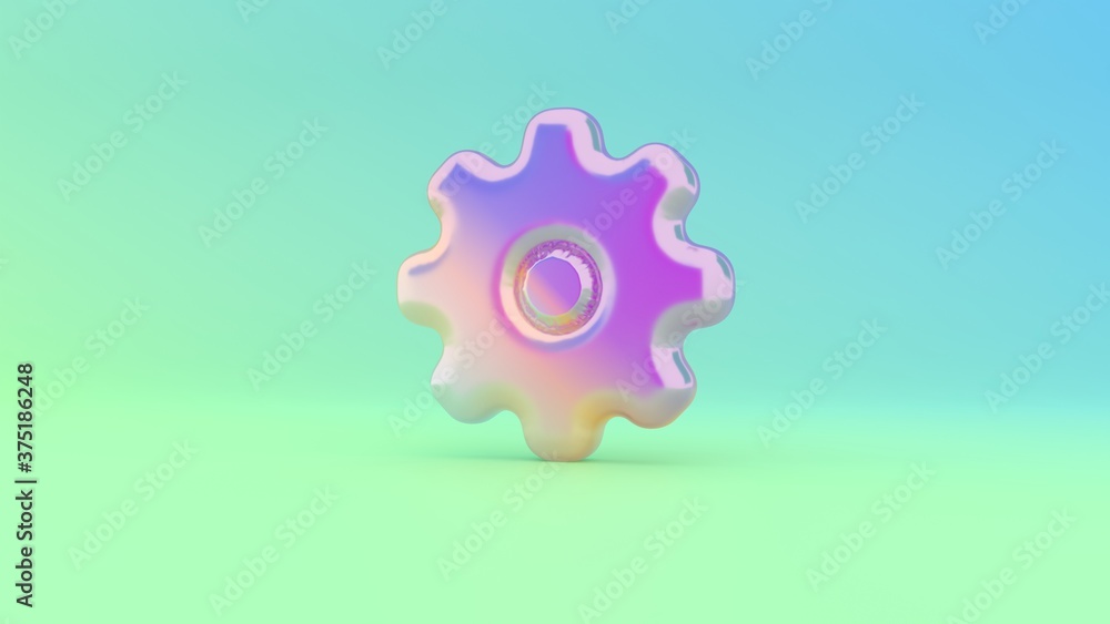 Aufkleber 3d rendering colorful vibrant symbol of settings on colored background