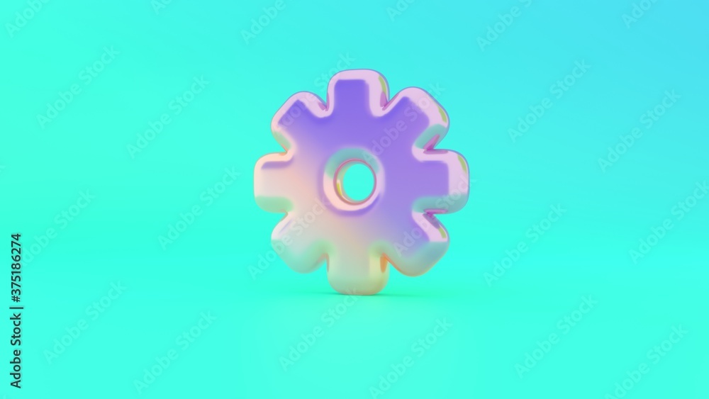 Aufkleber 3d rendering colorful vibrant symbol of settings on colored background