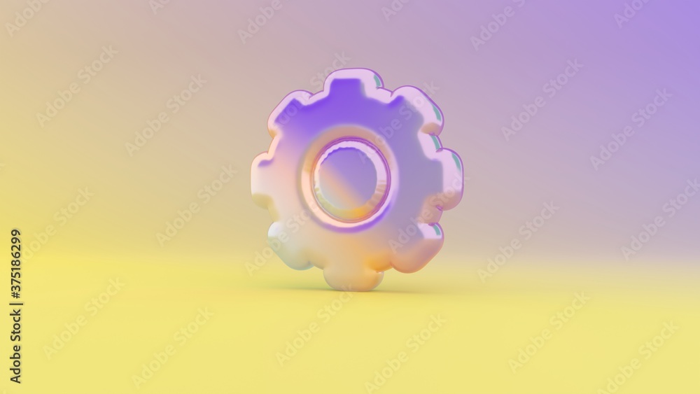 Aufkleber 3d rendering colorful vibrant symbol of settings on colored background