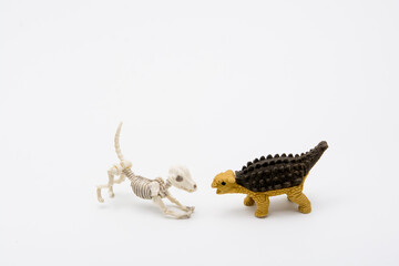 Skeleton dog and Ankylosaurus