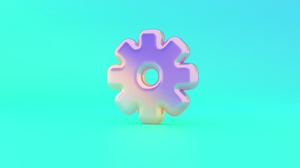 3d rendering colorful vibrant symbol of settings  on colored background