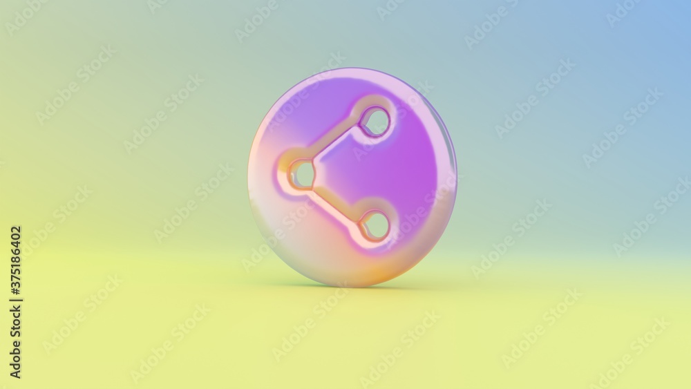 Poster 3d rendering colorful vibrant symbol of share on colored background