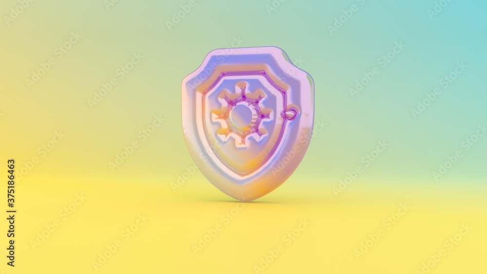 Poster 3d rendering colorful vibrant symbol of shield on colored background