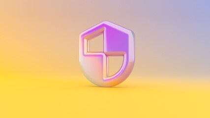 3d rendering colorful vibrant symbol of shield on colored background