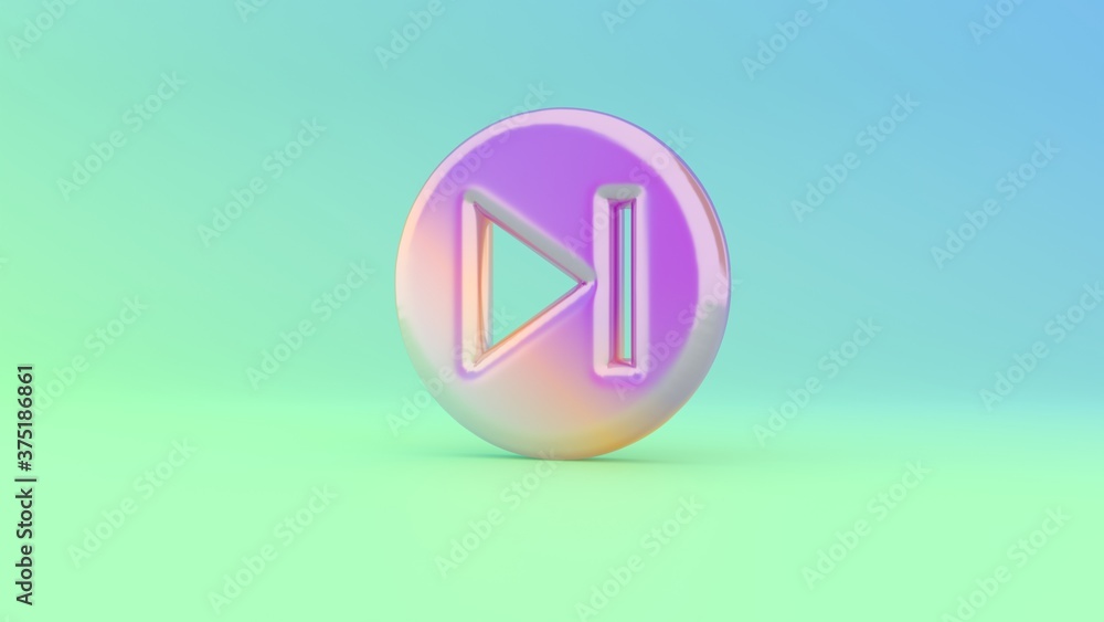 Aufkleber 3d rendering colorful vibrant symbol of skip on colored background
