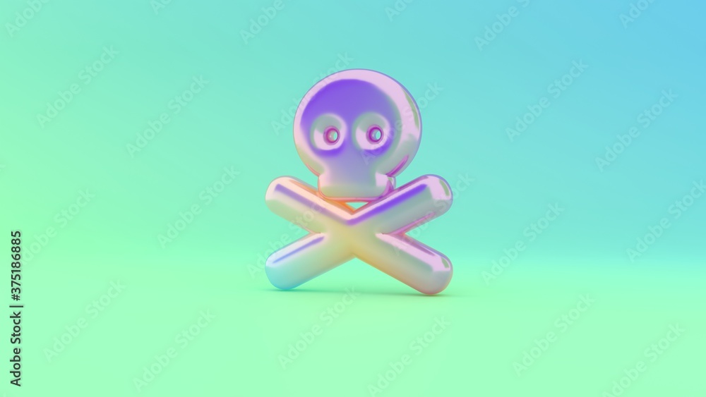 Poster 3d rendering colorful vibrant symbol of skull crossbones on colored background