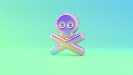 3d rendering colorful vibrant symbol of skull crossbones on colored background