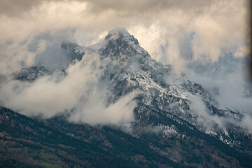 Fototapeta na wymiar Snow capped mountains in the Grand Tetons.