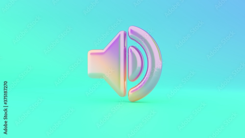 Poster 3d rendering colorful vibrant symbol of sound on colored background