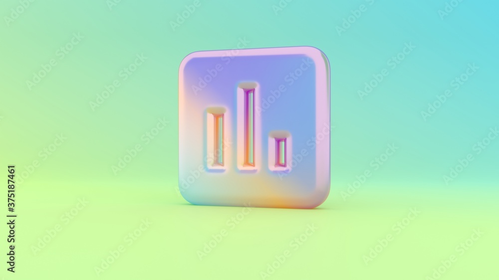 Poster 3d rendering colorful vibrant symbol of square on colored background