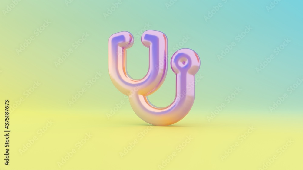 Poster 3d rendering colorful vibrant symbol of stethoscope on colored background