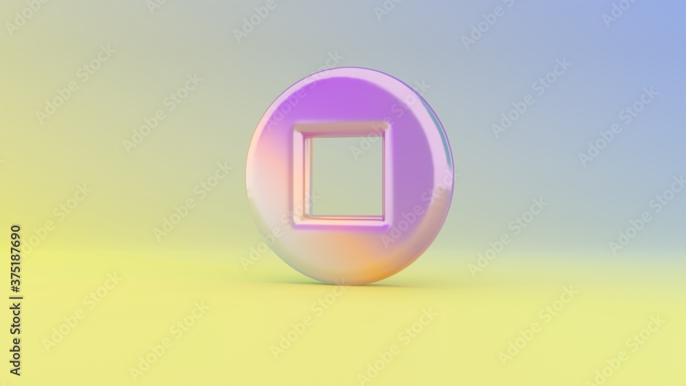 Poster 3d rendering colorful vibrant symbol of stop on colored background