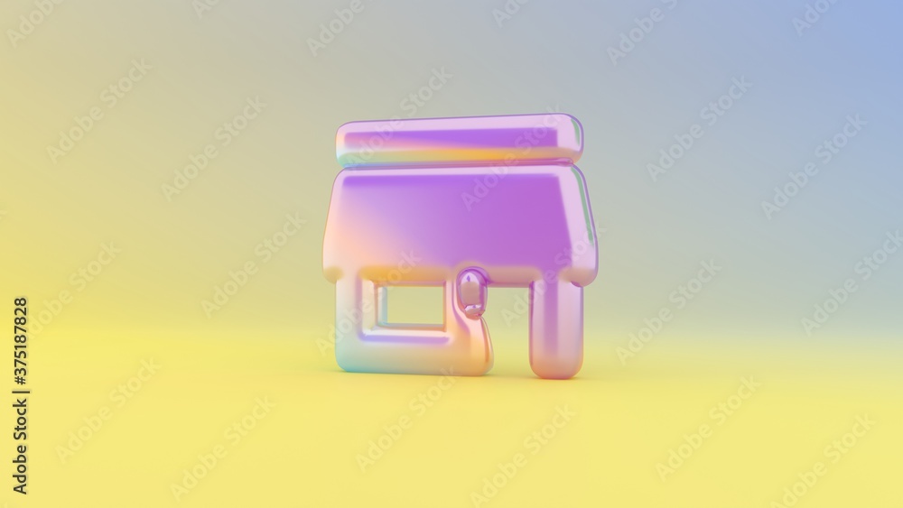 Poster 3d rendering colorful vibrant symbol of store on colored background