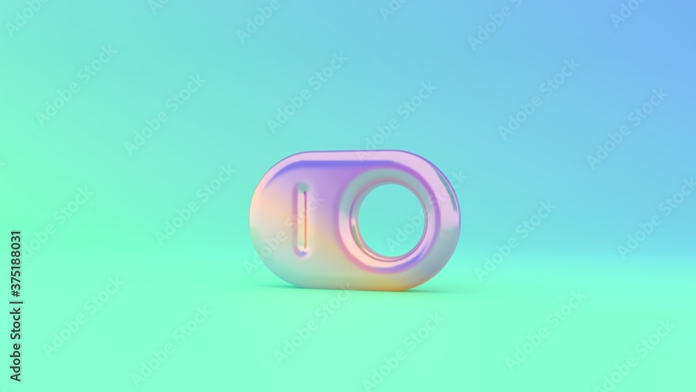 Poster 3d rendering colorful vibrant symbol of switch on colored background