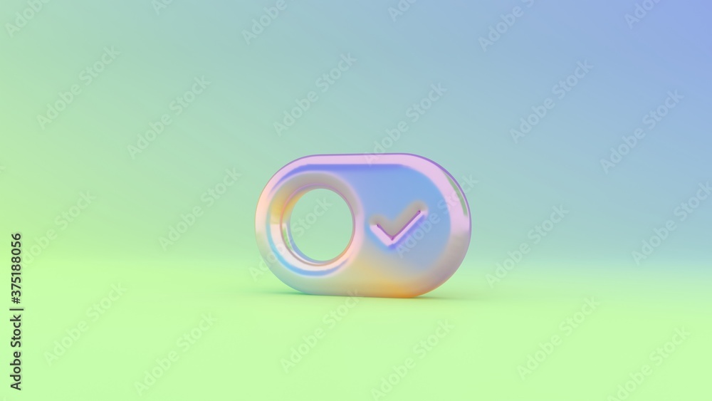 Poster 3d rendering colorful vibrant symbol of switch on colored background