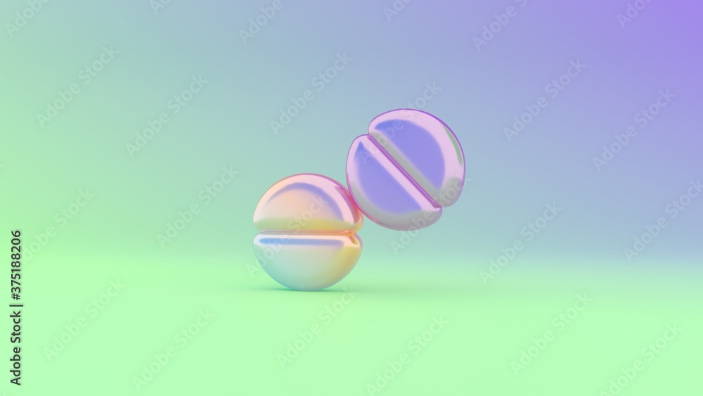 Poster 3d rendering colorful vibrant symbol of tablets on colored background