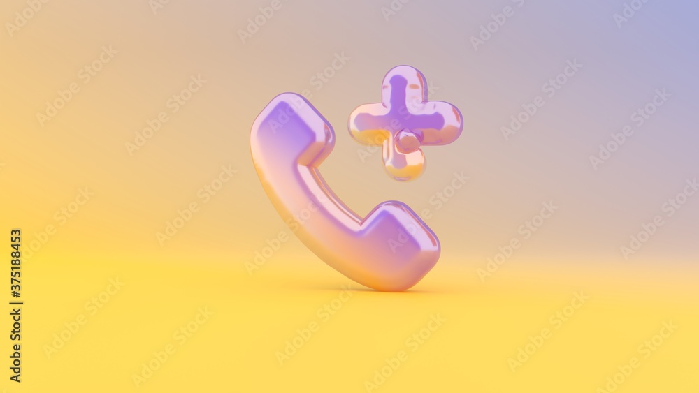 Poster 3d rendering colorful vibrant symbol of technology on colored background