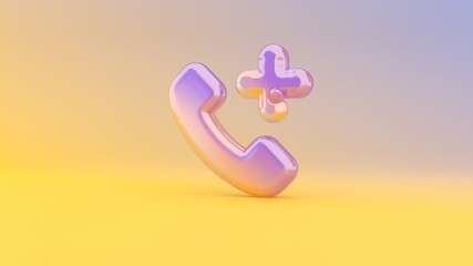 3d rendering colorful vibrant symbol of technology  on colored background