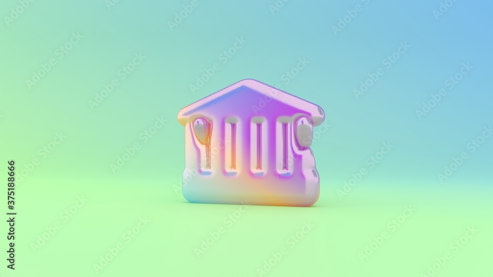 Poster 3d rendering colorful vibrant symbol of temple on colored background