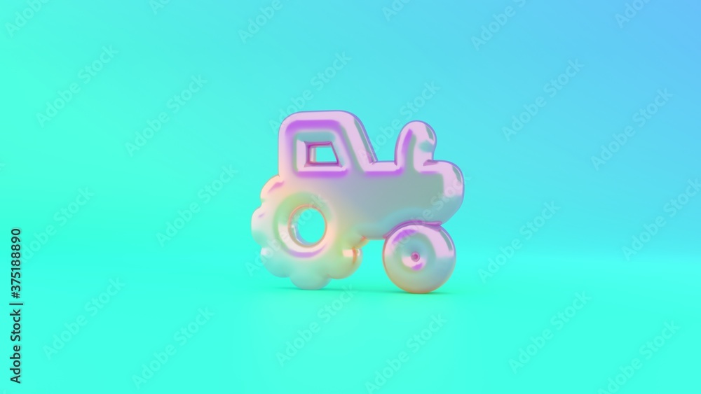 Poster 3d rendering colorful vibrant symbol of tractor on colored background