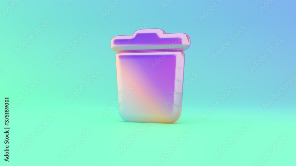 Poster 3d rendering colorful vibrant symbol of trash on colored background