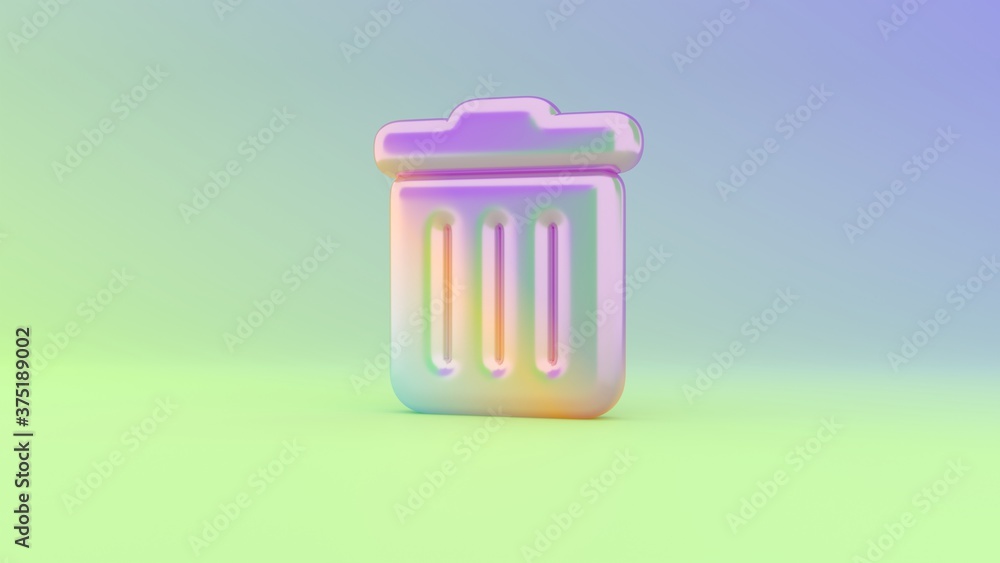 Poster 3d rendering colorful vibrant symbol of trash alt on colored background