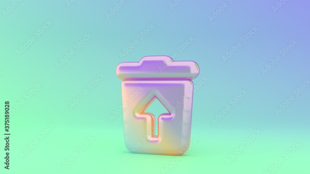 Poster 3d rendering colorful vibrant symbol of trash restore on colored background