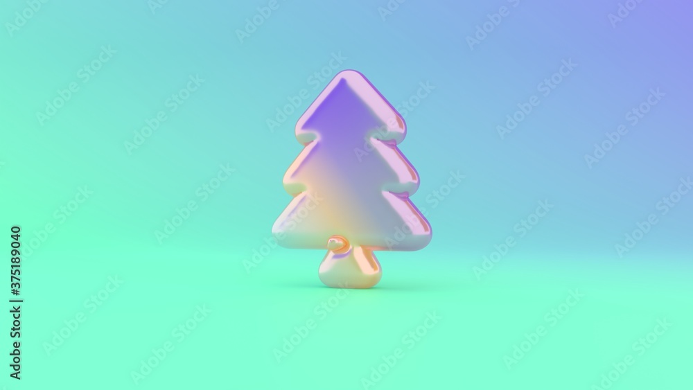 Poster 3d rendering colorful vibrant symbol of tree on colored background