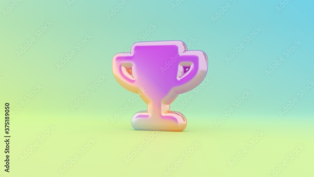Poster 3d rendering colorful vibrant symbol of trophy on colored background