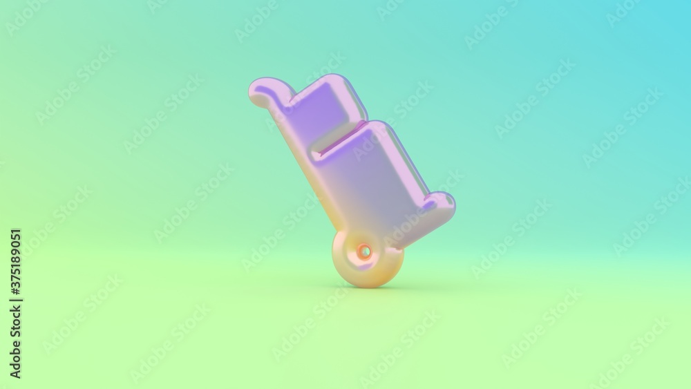Poster 3d rendering colorful vibrant symbol of trolley on colored background