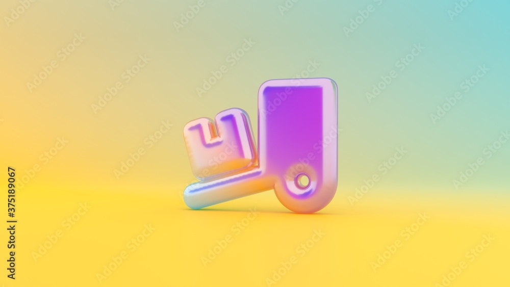 Poster 3d rendering colorful vibrant symbol of truck loading on colored background