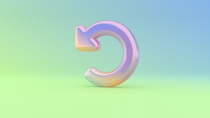 3d rendering colorful vibrant symbol of undo alt on colored background