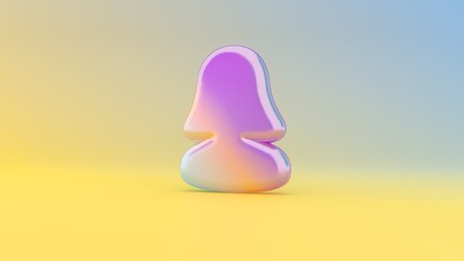3d rendering colorful vibrant symbol of user  on colored background