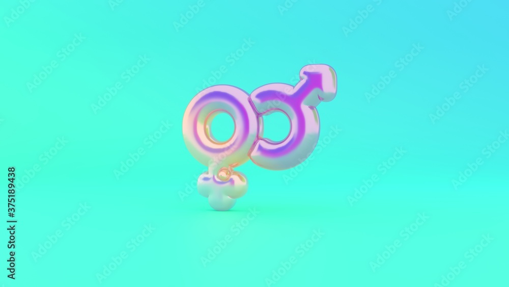 Poster 3d rendering colorful vibrant symbol of venus mars on colored background