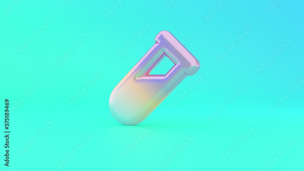 Poster 3d rendering colorful vibrant symbol of vial on colored background
