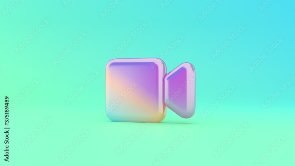 Poster 3d rendering colorful vibrant symbol of video on colored background