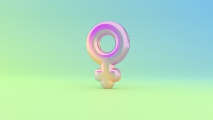 3d rendering colorful vibrant symbol of Venus on colored background