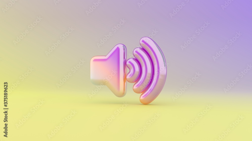 Poster 3d rendering colorful vibrant symbol of volume up on colored background