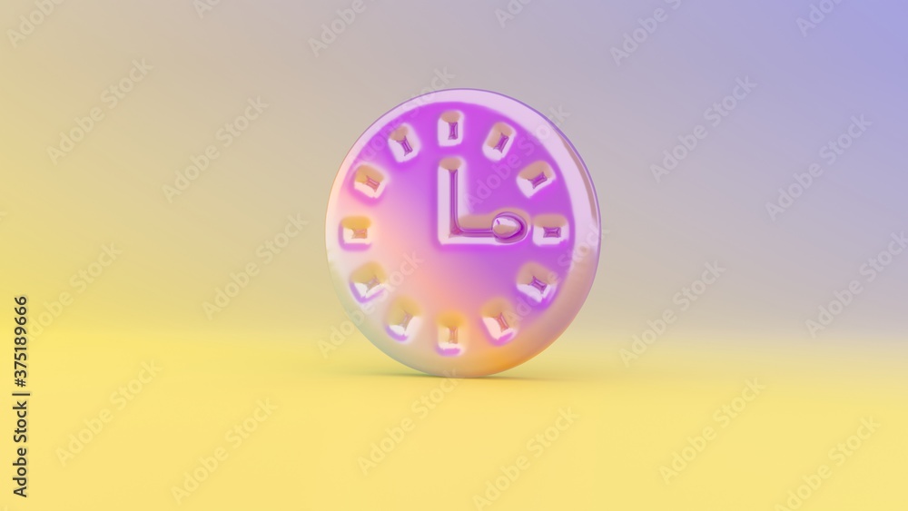 Poster 3d rendering colorful vibrant symbol of wall clock on colored background